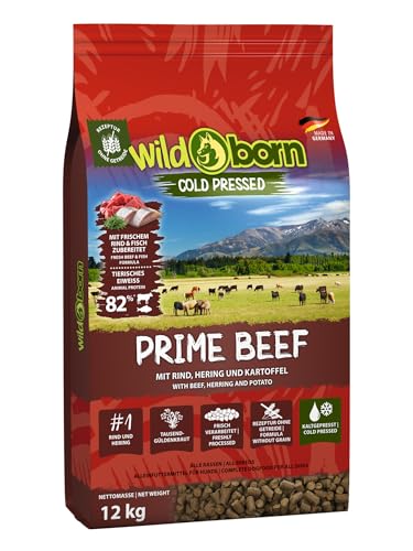 Wildborn Prime Beef 1 x 12 kg | kaltgepresstes Hundetrockenfutter mit Rind & Kartoffel | mit 82% tierischem Protein von Wildborn