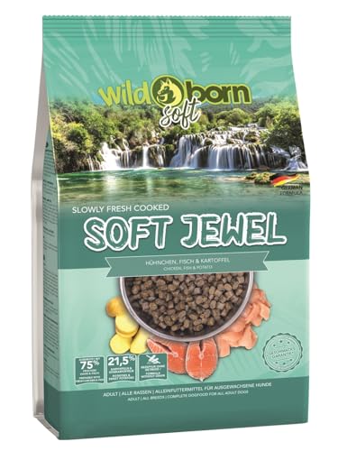 Wildborn Soft Jewel 1 kg getreidefreies Hundefutter mit 75% frischem Huhn & Fisch | extra Soft Hundefutter mit hohem Fleischanteil | getreidefreie Rezeptur aus Deutschland von Wildborn
