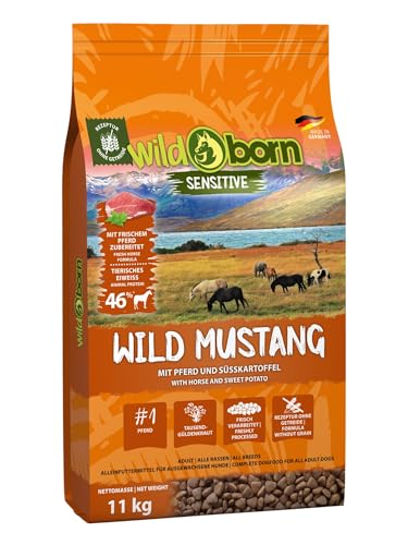 Wildborn Wild Mustang 1 x 11 kg getreidefreies Hundefutter mit Pferdefleisch, Süßkartoffel & Aroniabeeren | Monoproteinprodukt auch für Allergiker geeignet von Wildborn