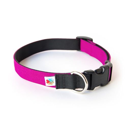 Hundehalsband, leicht, strapazierfähig, Stoff-Haustierhalsband, verstellbares Welpenhalsband, kleines Hundehalsband, mittelgroße Hundehalsband, Hundehalsband für große Hunde (Fuchsia, Größe L - von Wildebeest