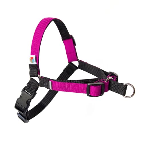 No Pull Hundegeschirr, Hundegeschirr mittelgroße Hunde, kleine Hunde, Hundetrainingsgeschirr, effektives No-Pull-Design, 4-Punkt-verstellbar – Wildebeest (S – 45,7 ~ 61 cm Umfang, Fuchsia) von Wildebeest