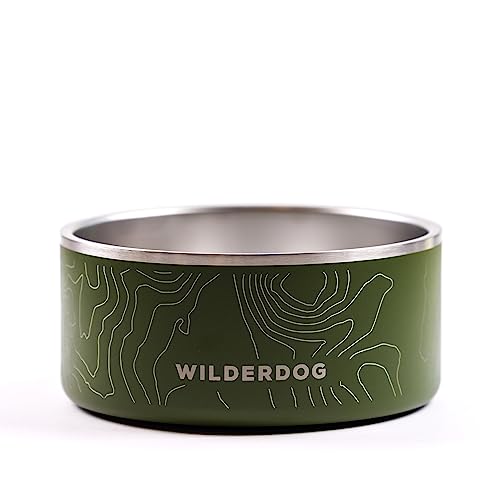 Widlerdog Edelstahl-Hundenapf mit extra haltbarem BPA-freiem Edelstahl in Küchenqualität, mit rutschfestem Gummiringboden (Olivgrün, 1,8 l) von Wilderdog
