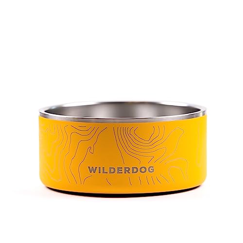 Widlerdog Edelstahl-Hundenapf mit extra haltbarem BPA-freiem Edelstahl in Küchenqualität, mit rutschfestem Gummiringboden (Senf, 1,8 l) von Wilderdog