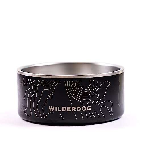 Widlerdog Hundenapf aus Edelstahl, extra langlebig, BPA-freier Edelstahl in Küchenqualität, mit rutschfestem Gummiringboden, Schwarz, 1,8 l von Wilderdog