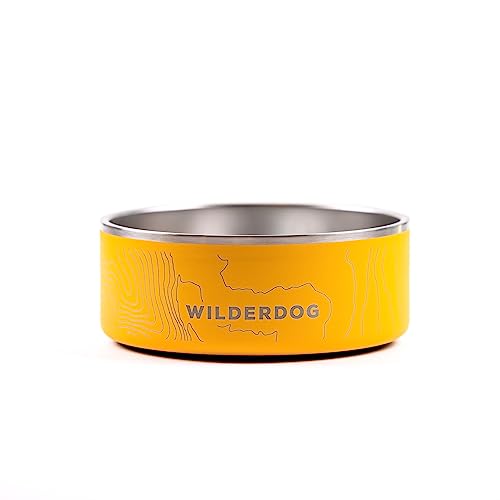 Widlerdog Hundenapf aus Edelstahl, extra langlebig, BPA-freier Edelstahl in Küchenqualität, mit rutschfestem Gummiringboden, Senf, 900 ml von Wilderdog
