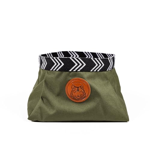 Wilderdog Backpacking Bowl – hält Futter und Wasser bis zu 1,8 l – Olivgrün von Wilderdog