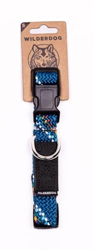 Wilderdog Kletterseil-Hundehalsband – Outdoor-Kletterseil-Design mit robusten, sicheren Beschlägen für Sicherheit – verstellbar für 25,4 cm - 35,6 cm mit einem 1,9 cm Band – Größe S – Pazifikblau von Wilderdog