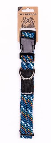 Wilderdog Kletterseil-Hundehalsband – Outdoor-Kletterseil-Design mit robusten, sicheren Beschlägen für Sicherheit – verstellbar für 43,2 cm - 61 cm mit einem 2,5 cm langen Band, Größe L, Pazifikblau von Wilderdog