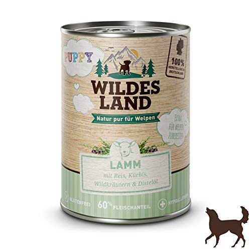Wildes Land Hundfutter Nassfutter Puppy Lamm mit Reis 400g (1 x 400g) von WILDES LAND