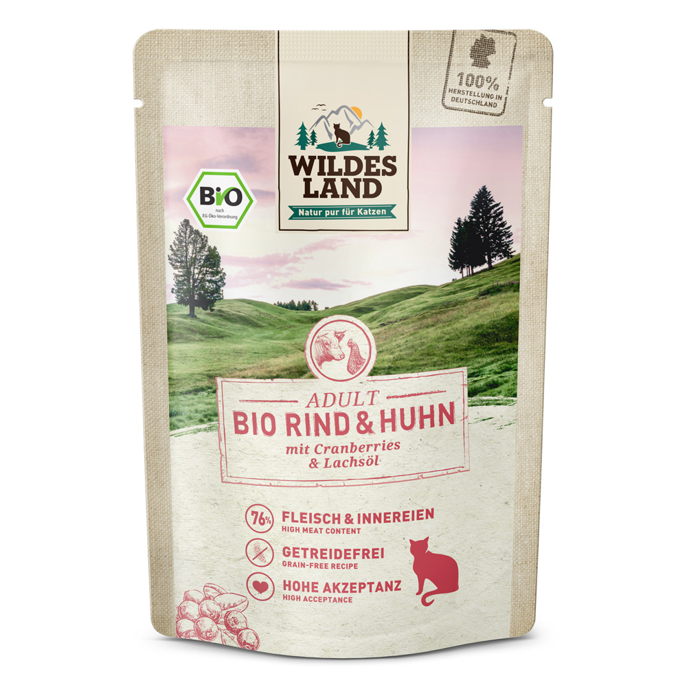 Sparpaket Wildes Land Bio 24 x 85 g - Bio-Rind & Bio-Huhn mit Bio-Cranberries Sparpaket Wildes Land Bio 24 x 85 g - Bio-Rind & Bio-Huhn mit Bio-Cranberries von Wildes Land