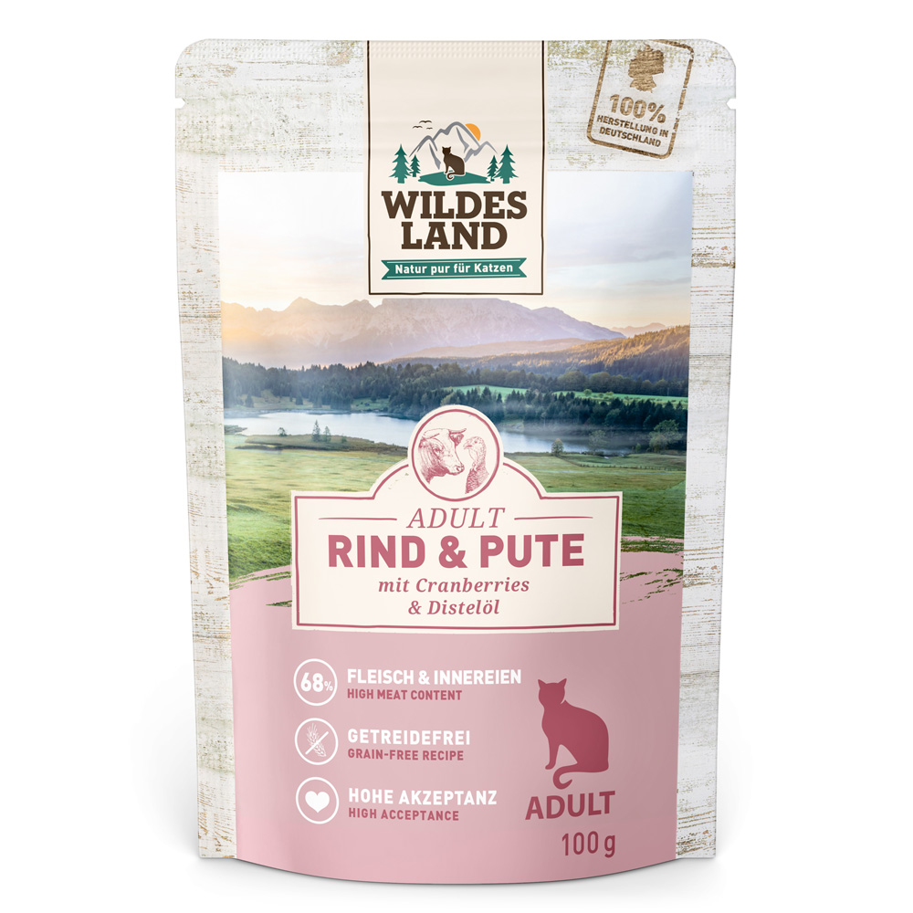 Wildes Land Cat 12 x 100 g - Rind & Pute mit Cranberries Wildes Land Cat 12 x 100 g - Rind & Pute mit Cranberries von Wildes Land