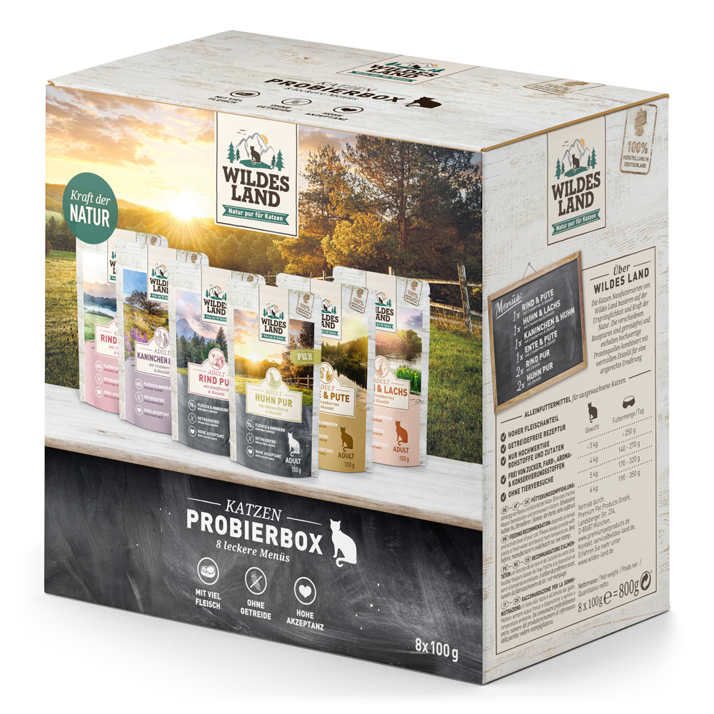 Wildes Land Cat Mixpaket (6 Sorten) - 8 x 100 g von Wildes Land