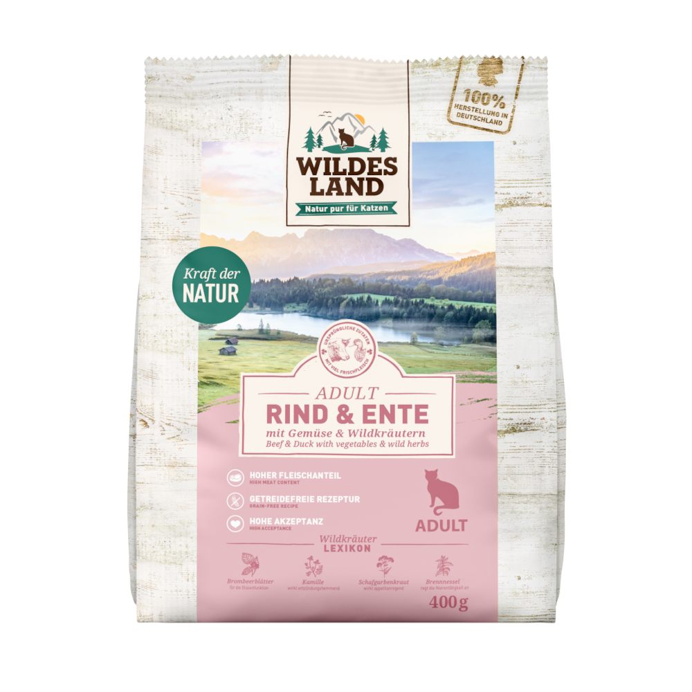 Wildes Land Cat Rind, Ente & Gartengemüse - 400 g Wildes Land Cat Rind, Ente & Gartengemüse - 400 g von Wildes Land
