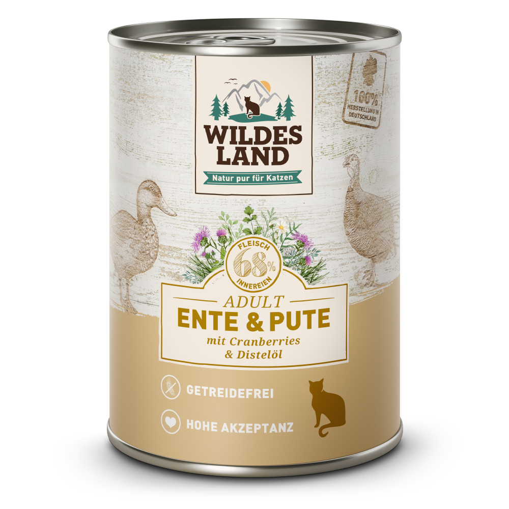 Wildes Land | Ente und Pute mit Distelöl | Classic Adult | 30 x 400 g von Wildes Land