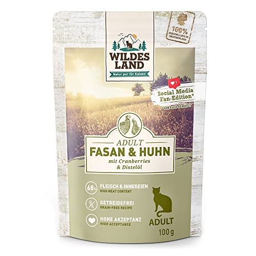 Wildes Land - Adult Fasan & Huhn - 12 x 100 g - Nassfutter - Katzenfutter von WILDES LAND