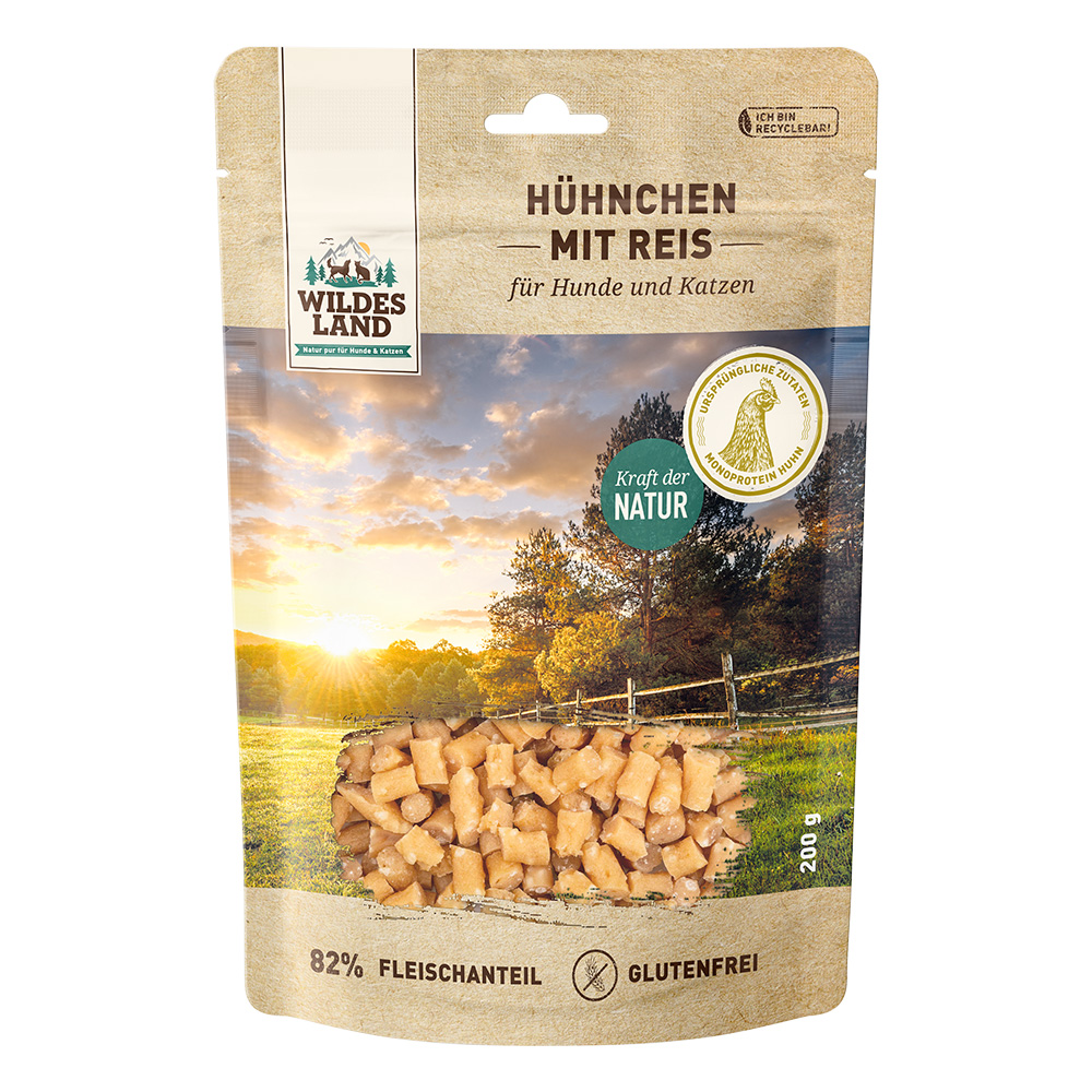 Wildes Land | Hühnchen mit Reis | Fleischsnacks | 200 g Wildes Land | Hühnchen mit Reis | Fleischsnacks | 200 g von Wildes Land
