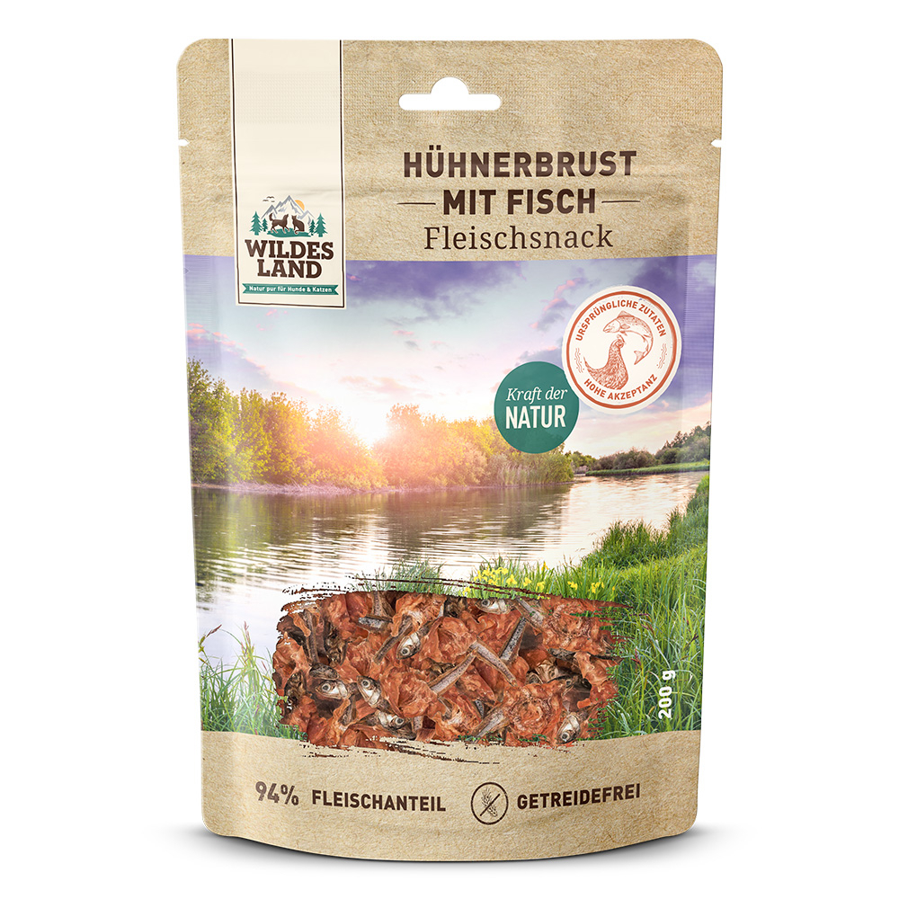 Wildes Land | Hühnerbrust mit Fisch | Fleischsnacks | 5 x 200 g Wildes Land | Hühnerbrust mit Fisch | Fleischsnacks | 5 x 200 g von Wildes Land
