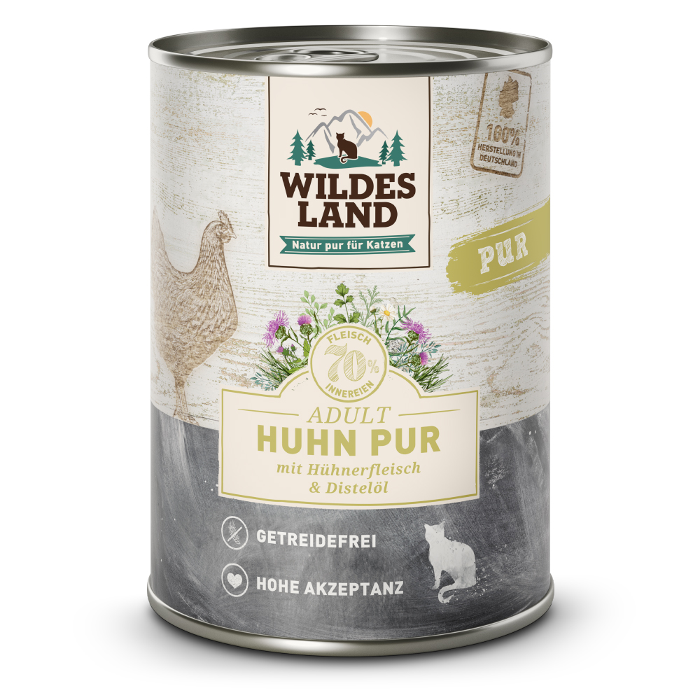 Wildes Land | Huhn mit Distelöl | PUR Adult | 30 x 400 g von Wildes Land
