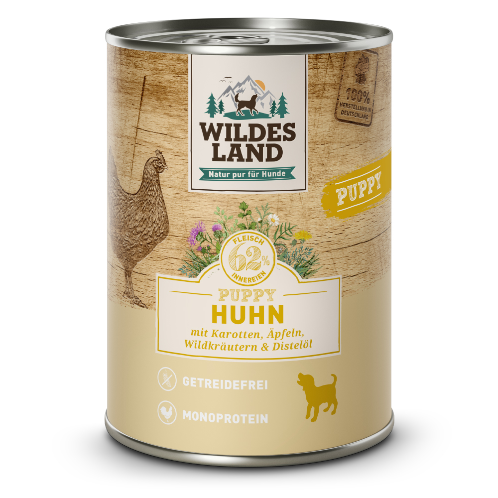 Wildes Land | Huhn mit Karotte | Classic Puppy | 30 x 400 g von Wildes Land