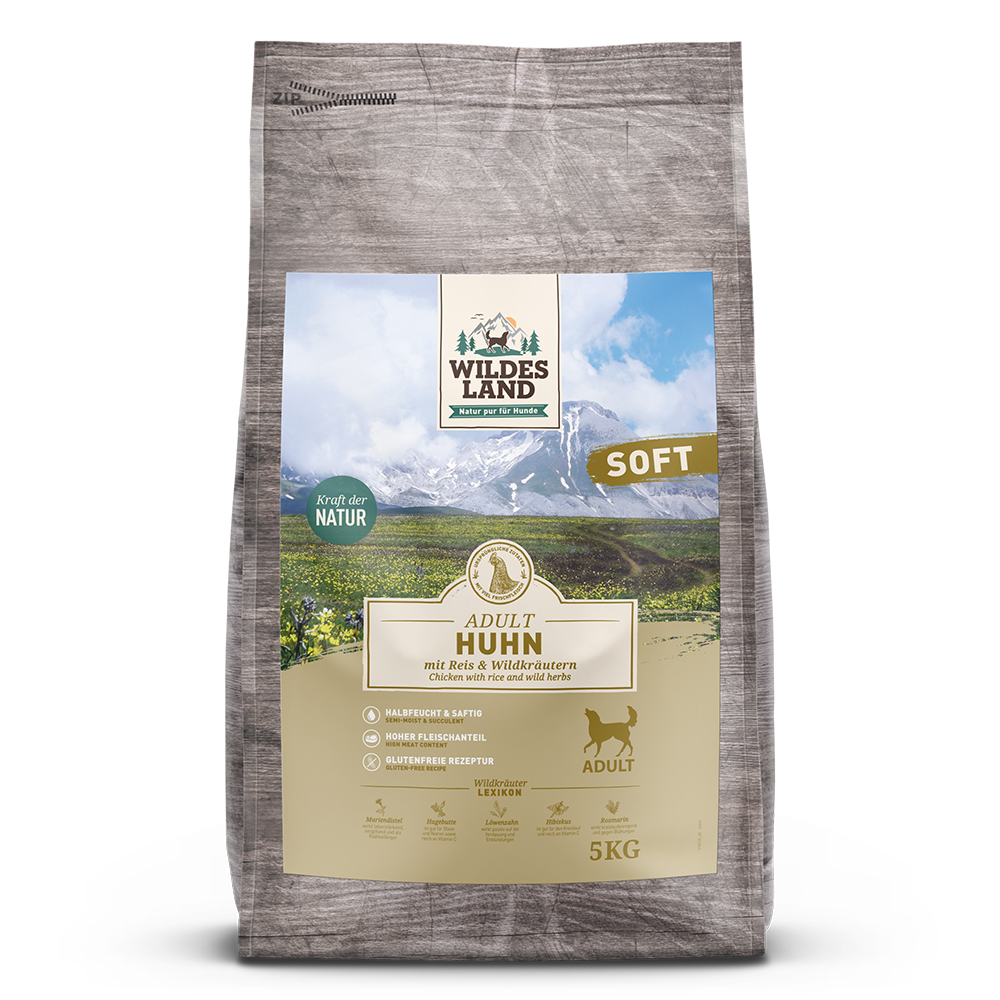 Wildes Land | Huhn mit Reis und Wildkräutern | Soft Adult | 5 kg Wildes Land | Huhn mit Reis und Wildkräutern | Soft Adult | 5 kg von Wildes Land