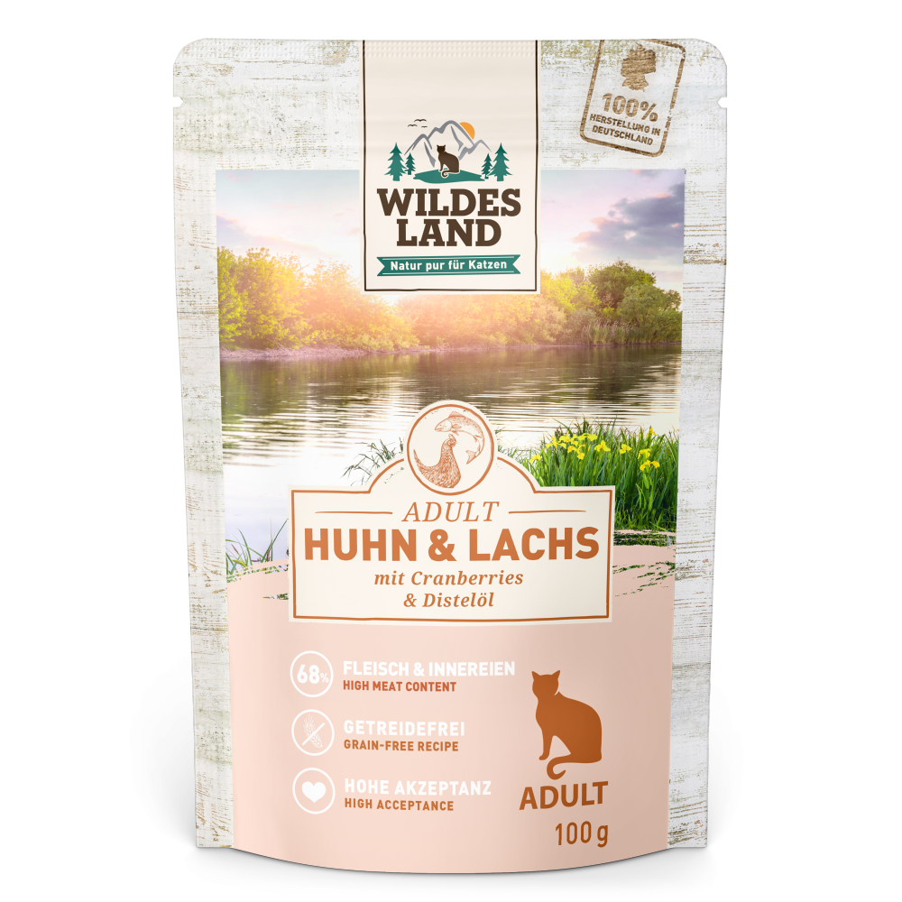 Wildes Land | Huhn & Lachs | Classic Adult | 48 x 100 g von Wildes Land