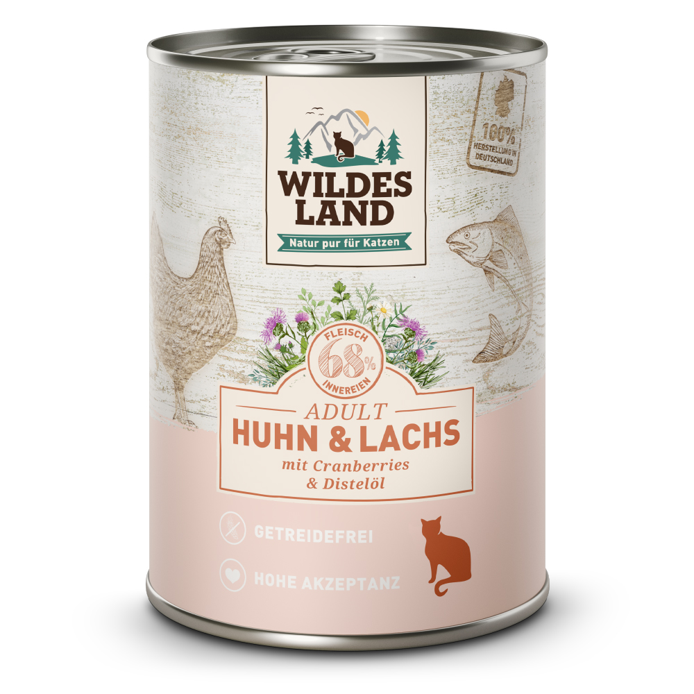 Wildes Land | Huhn & Lachs | Classic Adult | 6 x 400 g Wildes Land | Huhn & Lachs | Classic Adult | 6 x 400 g von Wildes Land