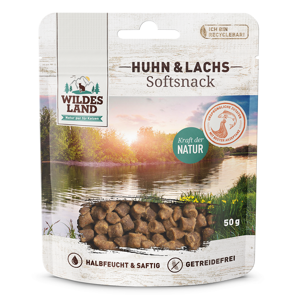 Wildes Land | Huhn & Lachs | Softsnack | 50 g Wildes Land | Huhn & Lachs | Softsnack | 50 g von Wildes Land