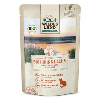 Wildes Land | Huhn & Lachs mit Cranberry | BIO Adult | 60 x 85 g von Wildes Land