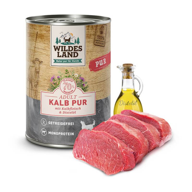 Wildes Land | Kalb mit Distelöl | PUR Adult | 12 x 400 g Wildes Land | Kalb mit Distelöl | PUR Adult | 12 x 400 g von Wildes Land