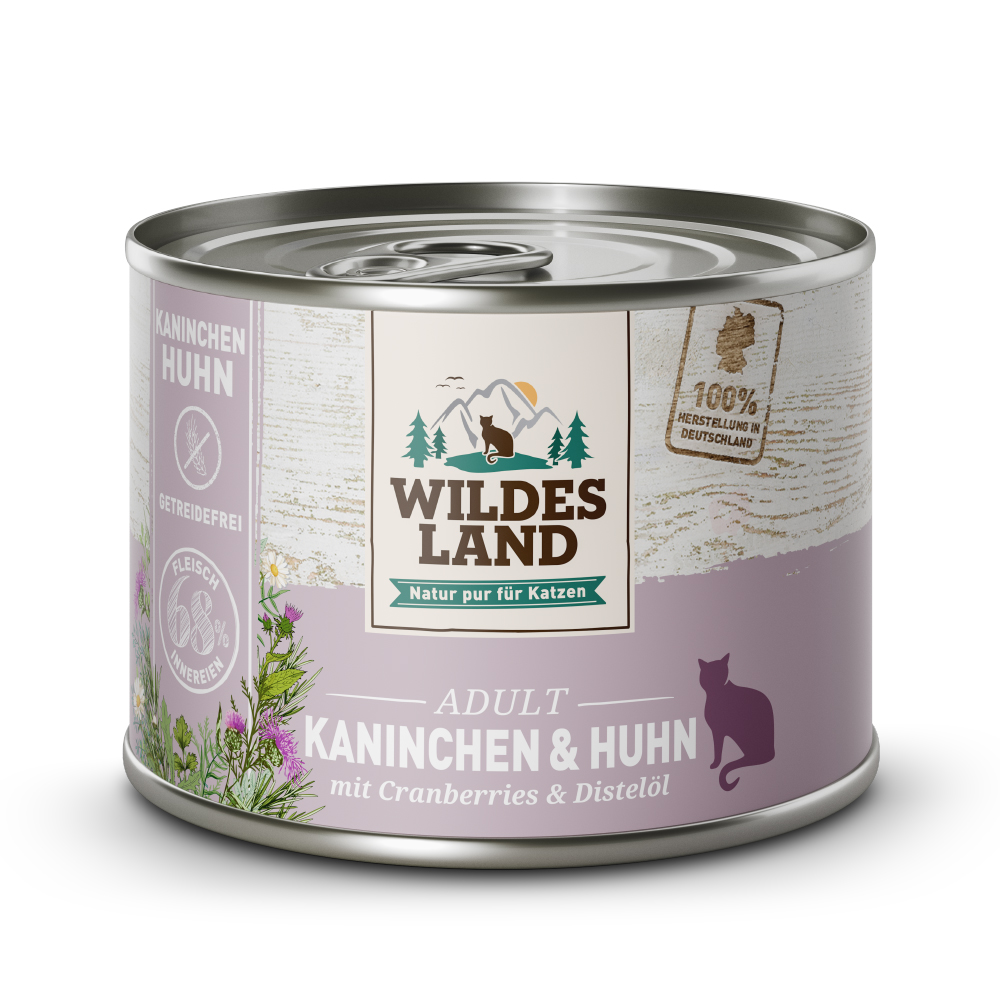 Wildes Land | Kaninchen und Huhn mit Distelöl | Classic Adult | 30 x 200 g von Wildes Land