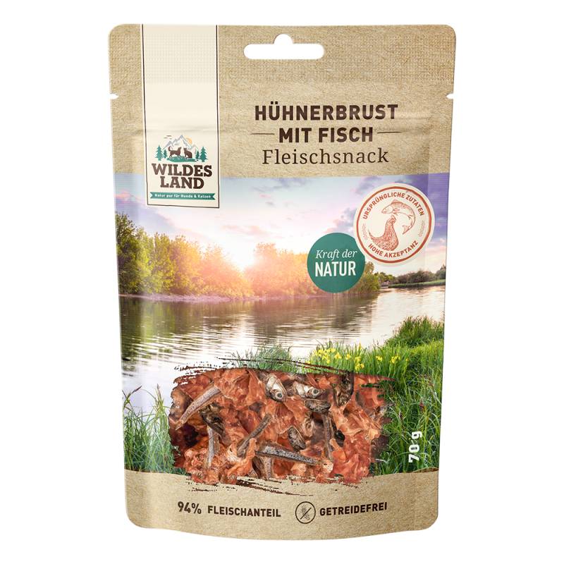 Wildes Land Katzensnack - Hühnerbrust mit Fisch (70 g) von Wildes Land
