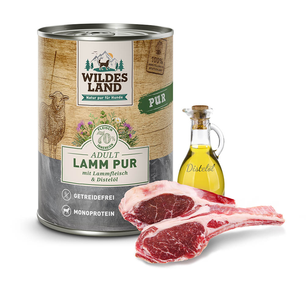 Wildes Land | Lamm mit Distelöl | PUR Adult | 6 x 400 g Wildes Land | Lamm mit Distelöl | PUR Adult | 6 x 400 g von Wildes Land