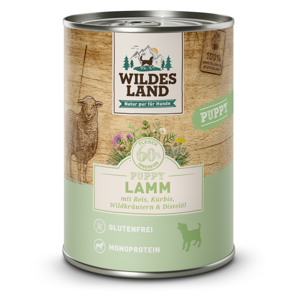 Wildes Land | Lamm mit Reis | Classic Puppy | 24 x 400 g von Wildes Land