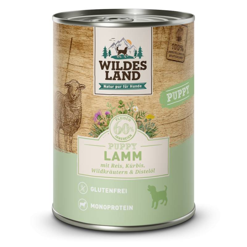 Wildes Land | Lamm mit Reis | Classic Puppy | 24 x 400 g von Wildes Land