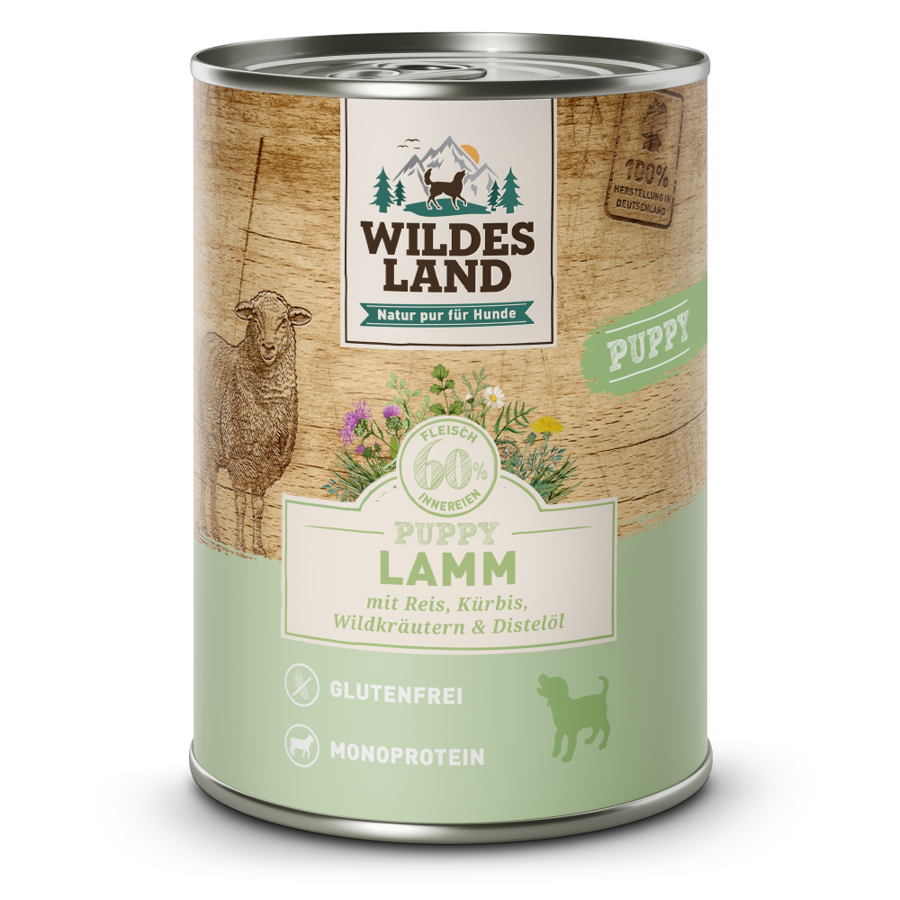 Wildes Land | Lamm mit Reis | Classic Puppy | 6 x 400 g von Wildes Land