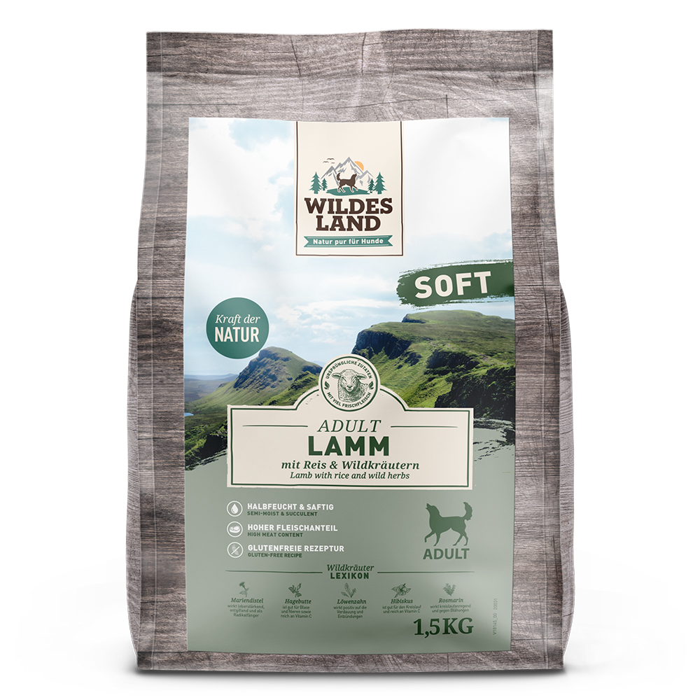 Wildes Land | Lamm mit Reis und Wildkräutern | Soft Adult | 1,5 kg Wildes Land | Lamm mit Reis und Wildkräutern | Soft Adult | 1,5 kg von Wildes Land