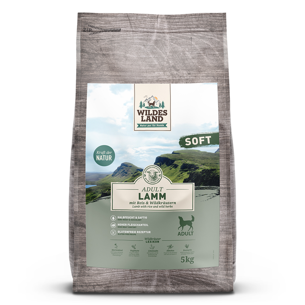 Wildes Land | Lamm mit Reis und Wildkräutern | Soft Adult | 3 x 5 kg Wildes Land | Lamm mit Reis und Wildkräutern | Soft Adult | 3 x 5 kg von Wildes Land