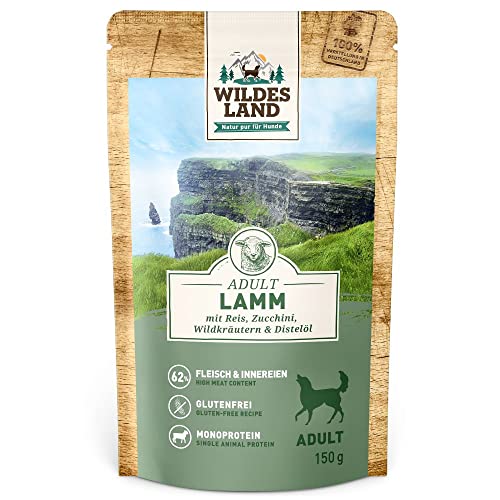 Wildes Land Nassfutter für Hunde, Lammgeschmack, 8 x 150 g von WILDES LAND