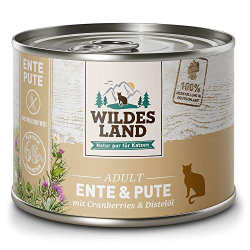 Wildes Land - Nassfutter für Katzen - Nr. 5 Ente & Pute - 12 x 200 g - Getreidefrei - Extra viel Fleisch - Beste Akzeptanz und Verträglichkeit von WILDES LAND
