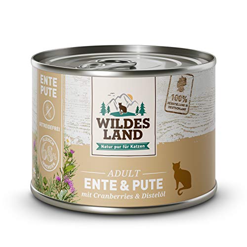 Wildes Land - Nassfutter für Katzen - Nr. 5 Ente & Pute - 6 x 200 g - Getreidefrei - Extra viel Fleisch - Beste Akzeptanz und Verträglichkeit von WILDES LAND