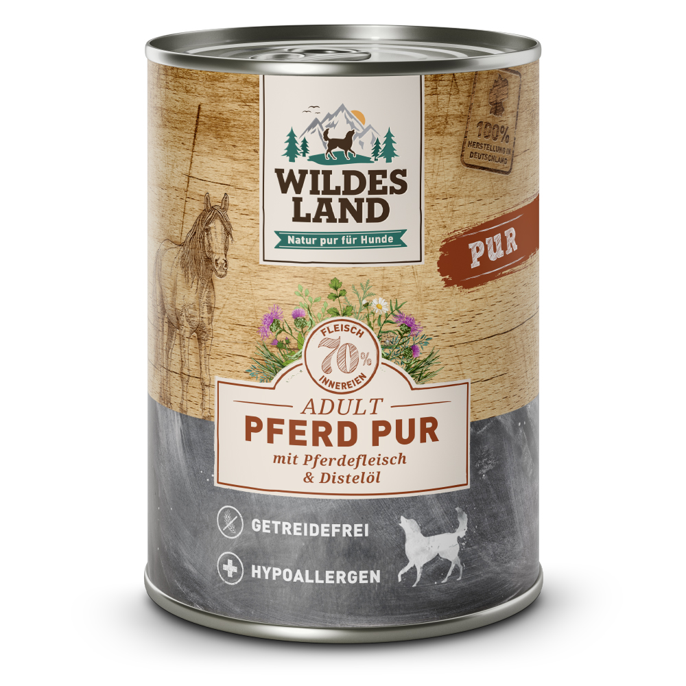 Wildes Land | Pferd mit Distelöl | PUR Adult | 6 x 400 g von Wildes Land