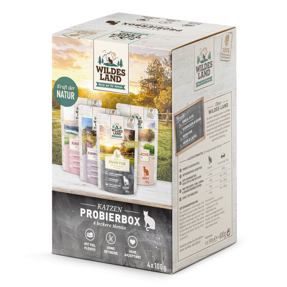 Wildes Land | Pouch Probierbox | Classic Adult | 4 x 100 g Wildes Land | Pouch Probierbox | Classic Adult | 4 x 100 g von Wildes Land