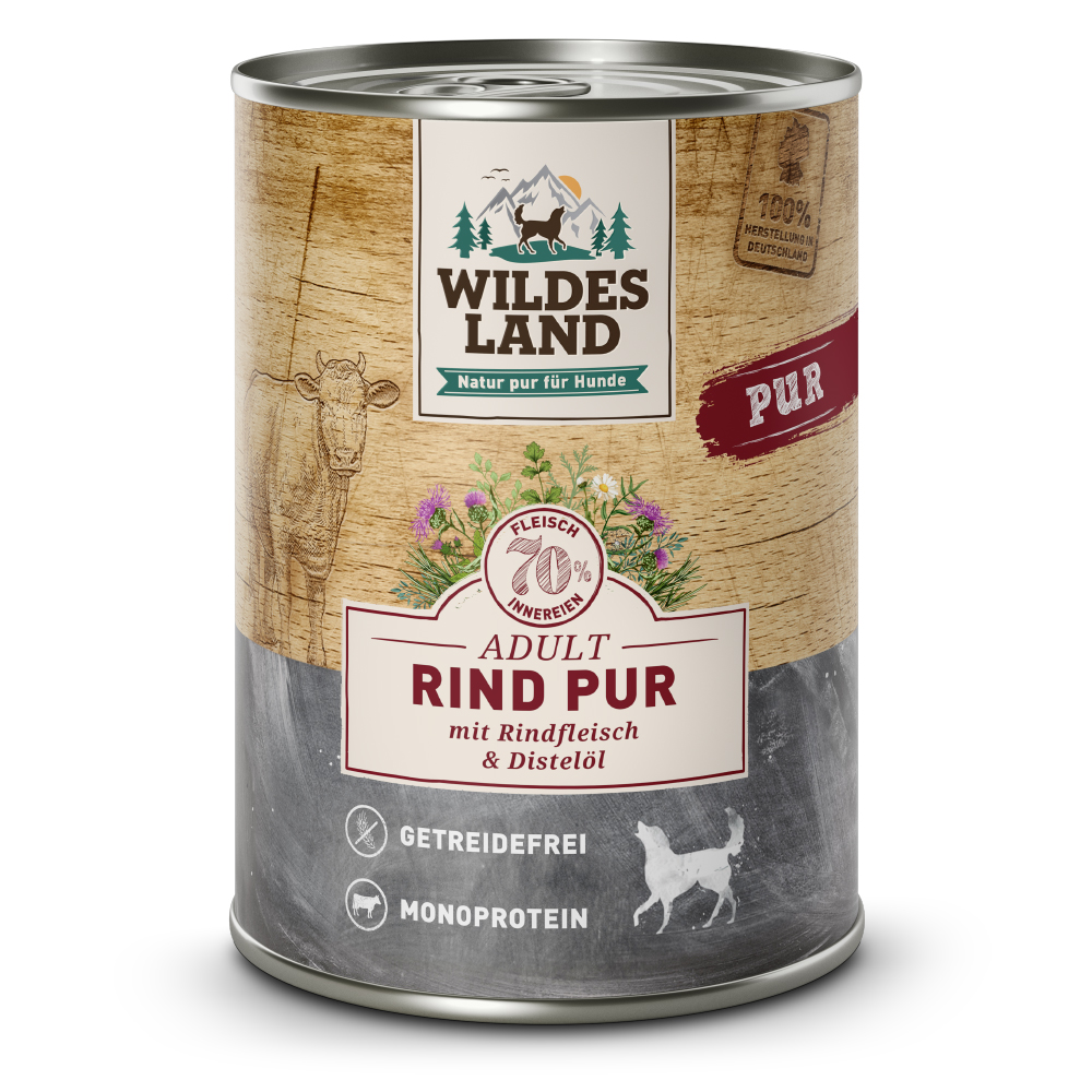 Wildes Land | Rind mit Distelöl | PUR Adult | 30 x 400 g von Wildes Land
