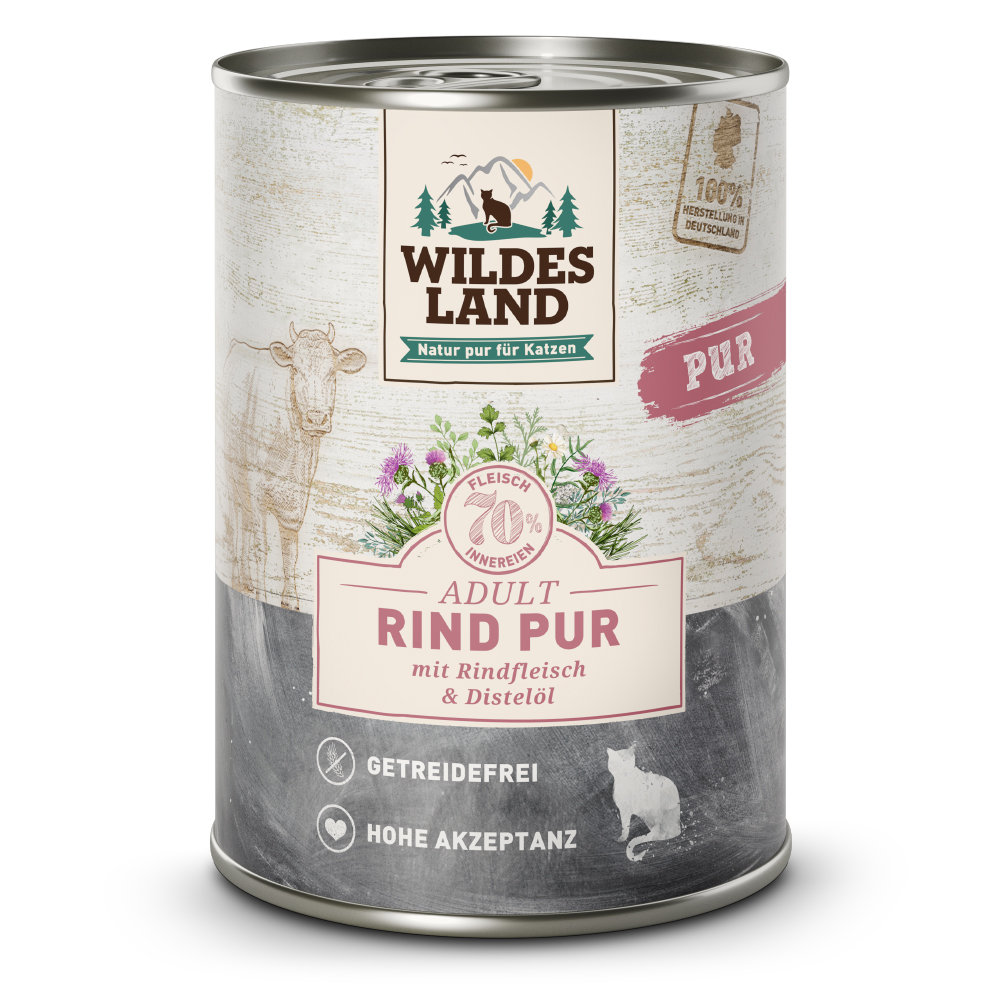 Wildes Land | Rind mit Distelöl | PUR Adult | 30 x 400 g von Wildes Land