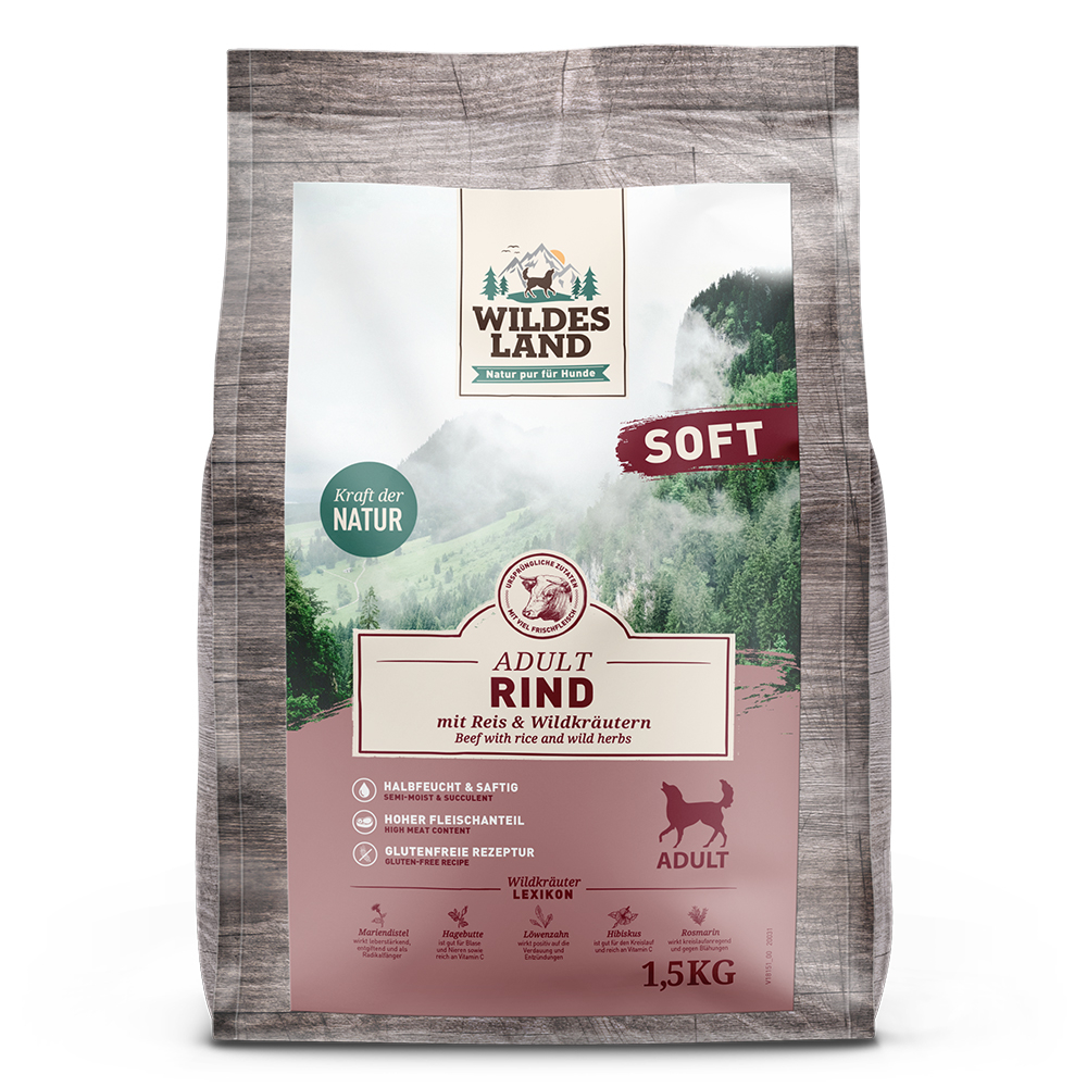 Wildes Land | Rind mit Reis und Wildkräutern | Soft Adult | 1,5 kg von Wildes Land