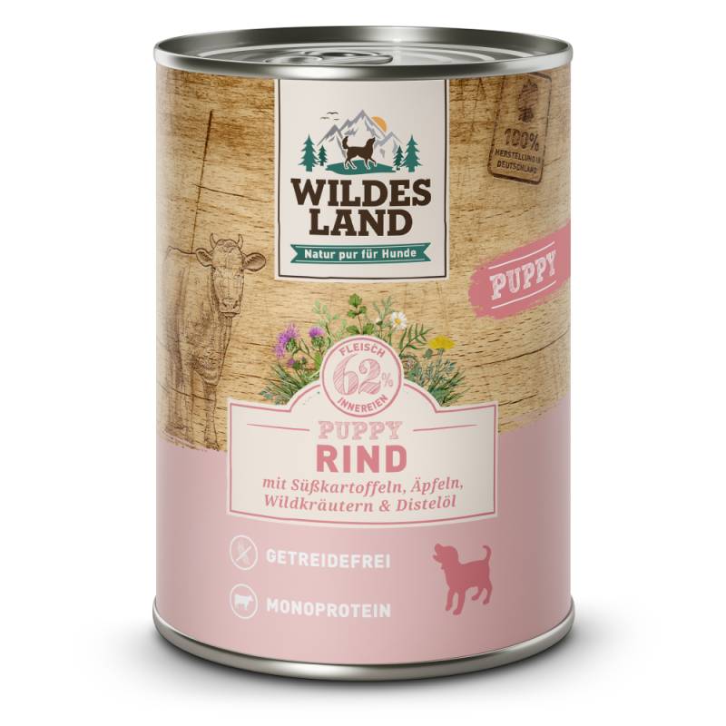 Wildes Land | Rind mit Süßkartoffel | Classic Puppy | 6 x 400 g Wildes Land | Rind mit Süßkartoffel | Classic Puppy | 6 x 400 g von Wildes Land