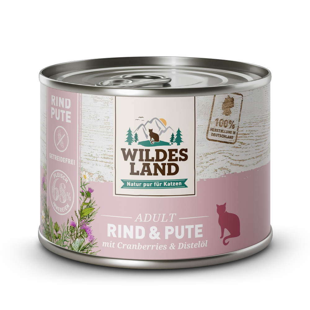 Wildes Land | Rind und Pute mit Distelöl | Classic Adult | 30 x 200 g von Wildes Land