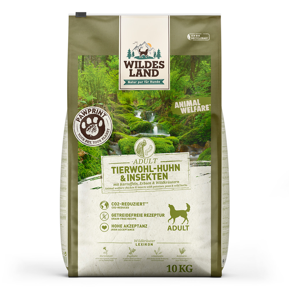 Wildes Land | Tierwohl-Huhn & Insekten | PawPrint Animal Welfare Adult | 10 kg Wildes Land | Tierwohl-Huhn & Insekten | PawPrint Animal Welfare Adult | 10 kg von Wildes Land