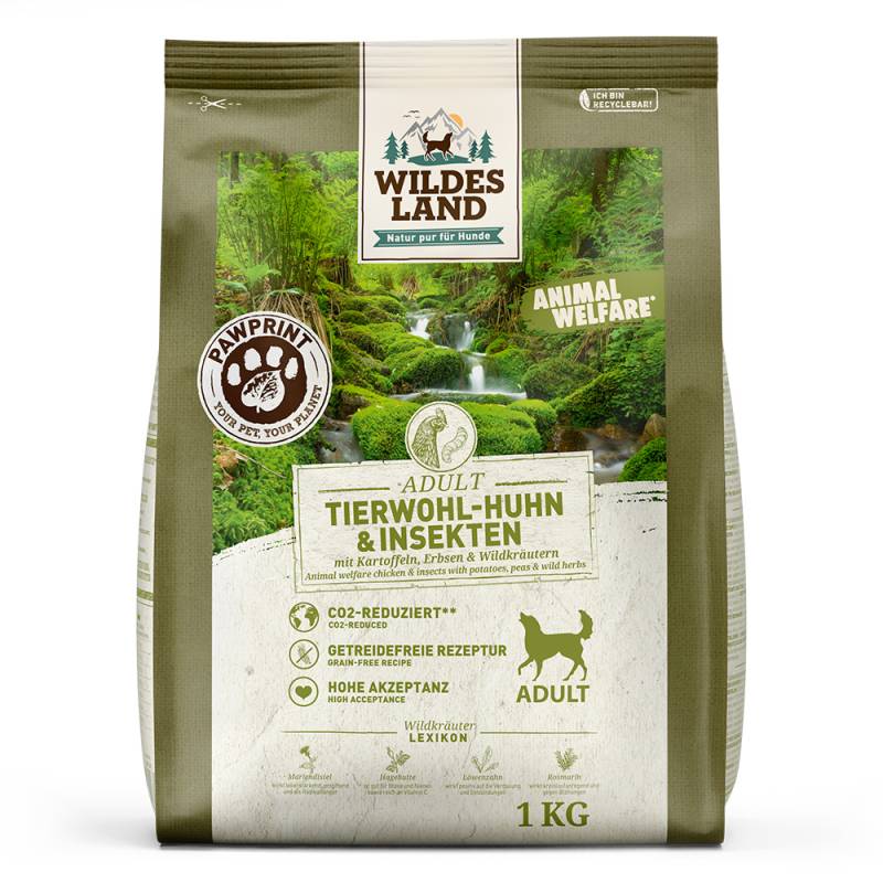 Wildes Land | Tierwohl-Huhn & Insekten | PawPrint Animal Welfare Adult | 5 x 1 kg Wildes Land | Tierwohl-Huhn & Insekten | PawPrint Animal Welfare Adult | 5 x 1 kg von Wildes Land