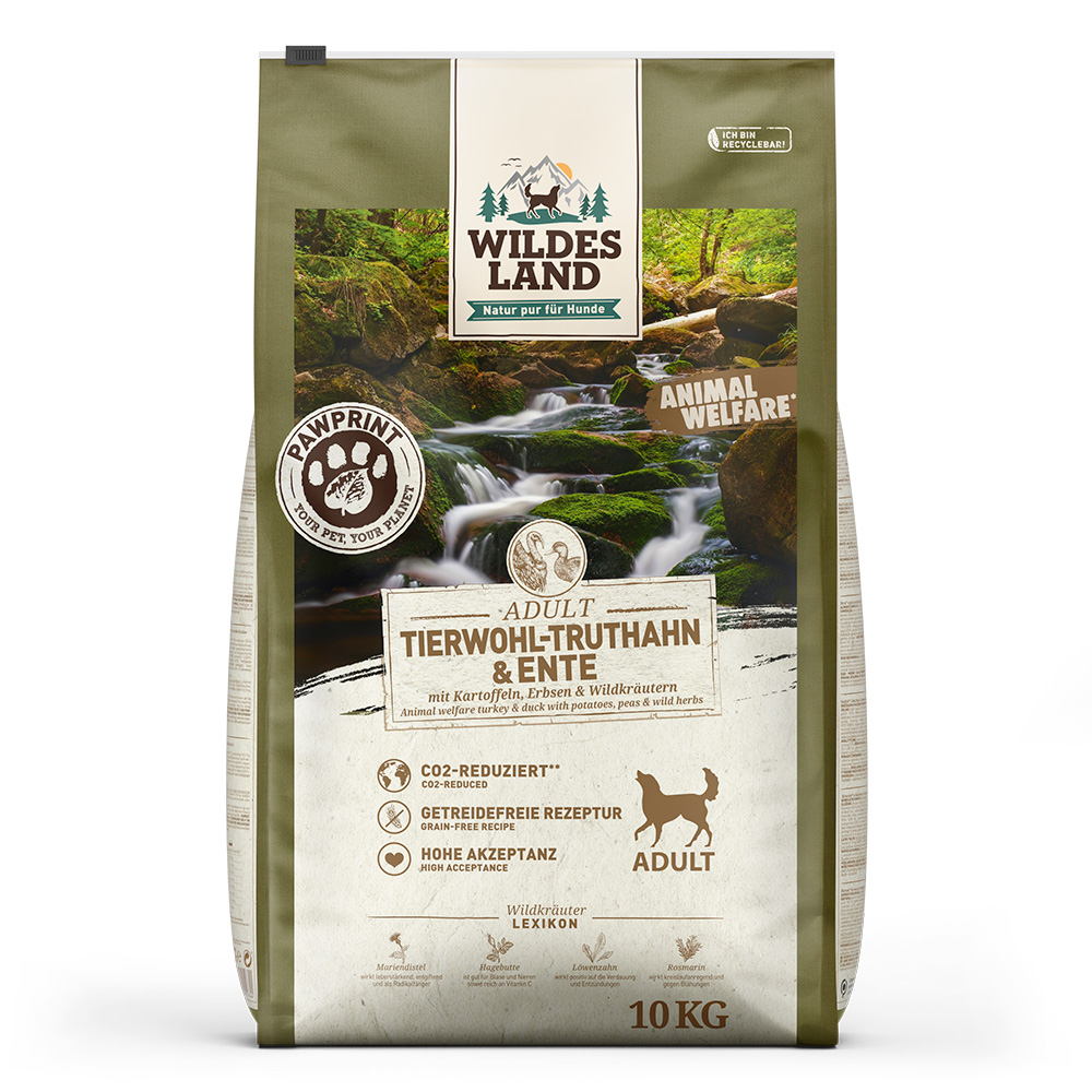 Wildes Land | Tierwohl-Truthahn & Ente | PawPrint Animal Welfare Adult | 2 x 10 kg Wildes Land | Tierwohl-Truthahn & Ente | PawPrint Animal Welfare Adult | 2 x 10 kg von Wildes Land